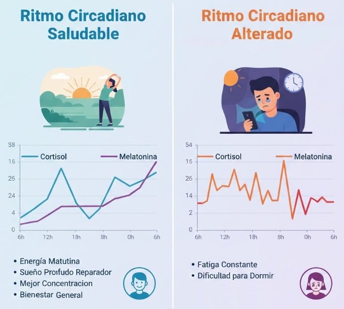 infografia cortisol melatonina